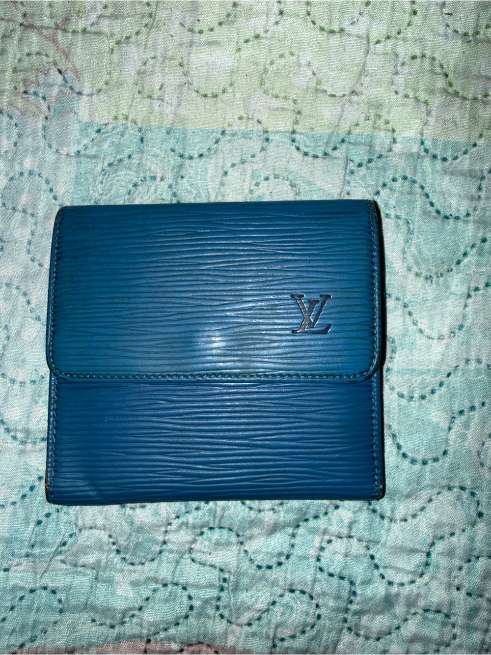 Louis Vuitton Teal Blue Epi Leather Bifold Wallet